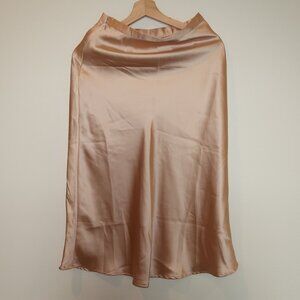 Commense High Waisted Satin Flowy Midi Skirt - XS